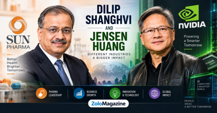 Dilip Shanghvi and Jensen Huang comparison featuring Sun Pharma and NVIDIA