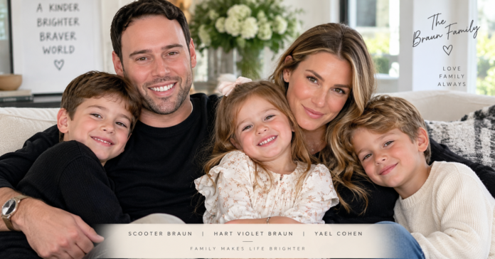 Hart Violet Braun with Scooter Braun, Yael Cohen, and family