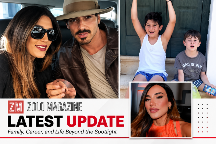 Rouba Saadeh with Michele Morrone and their two sons